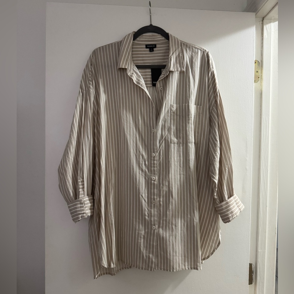 Torrid Beige Striped Shirt